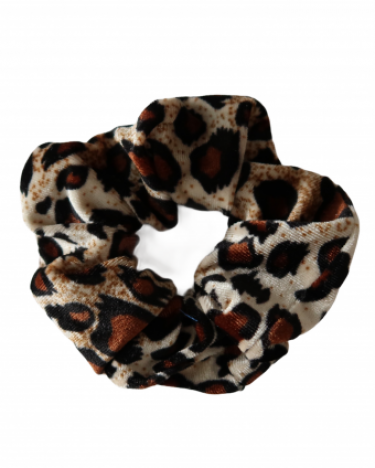 Scrunchie velvet animal print