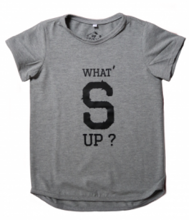 T-shirt - what's up grijs